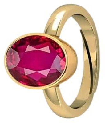 KUSHMIWAL GEMS 7.25 Ratti 6.00 Carat Quality Natural Burma Brass Ruby Gold Plated Ring