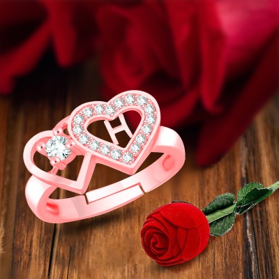 MEENAZ Rose ring box with rings H girls women girlfriend lovers couple ladies wife love Alloy, Metal, Copper, Crystal, Brass Crystal, Zircon, Diamond Gold Plated Toe Ring Set