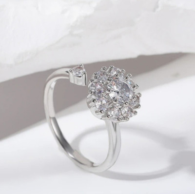 house of common Vedansh Enterprises Stylish Silver Plated Fidget Ring Alloy Cubic Zirconia Sterling Silver Plated Ring