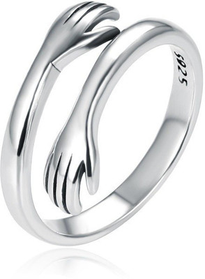 Inori I LOVE YOU TWO HANDS HUG RING STAINLESS STEEL COUPLE RINGS Silver, Sterling Silver Ring