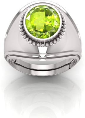 TODANI JEMS 12.25 Ratti Peridot Gemstone Adjustable Ring With Lab CertificateAN Crystal Peridot Sterling Silver Plated Ring