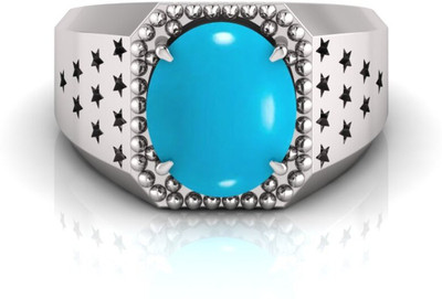 TODANI JEMS Natural 9.25 Ratti Firoja Gemstone Adjustable Ring With Lab CertificateF Stone Turquoise Ring