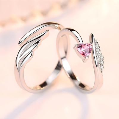 kurm shop Adjustable Couple Rings for Lovers | Diamond-Look Alloy Rings Stainless Steel Cubic Zirconia Silver Plated Ring Set