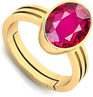 S KUMAR GEMS & JEWELS Certified 6.25 Ratti Ruby Stone ( Manik ) Panchdhatu Gold Plated Alloy Ruby Ring