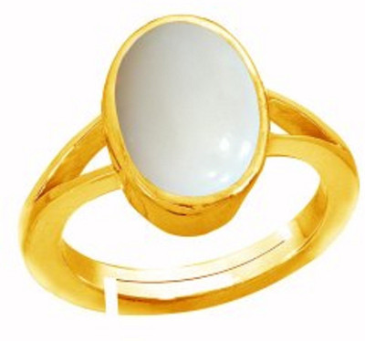RSPR Ratan Bazaar Certified and Beautiful White Opal Adjustable Ring Copper Opal Gold Plated Ring