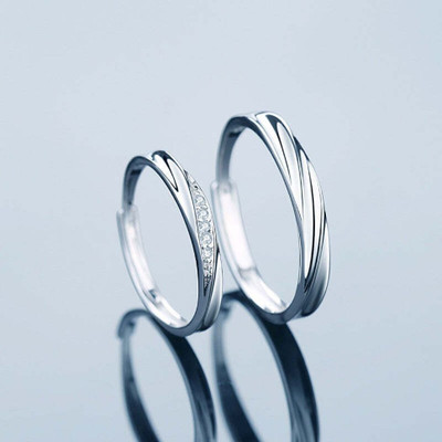 Syfer Valentine Day Gift Couple Rings for lovers Trendy Fashionable Alloy Cubic Zirconia Platinum Plated Ring Set