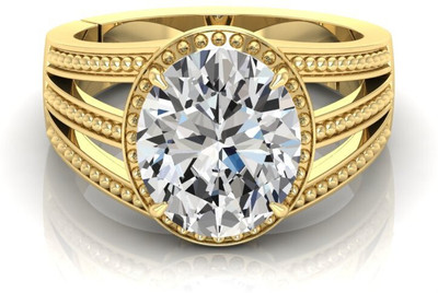 Pranjal Gems 9.25 Ratti Zircon Gemstone Adjustable Ring With Lab CertificateST Stone Zircon Brass Plated Ring