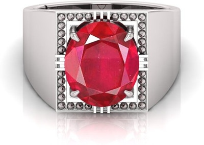 Pranjal Gems 9.25 Ratti Manikya Gemstone Adjustable Ring With Lab CertificateJO Stone Ruby Gold Plated Ring