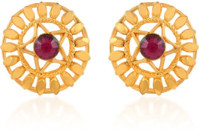 MissMister Brass Goldplated Imitation Ruby Stylish Fashion Women Stud Ear rings Ruby Brass Stud Earring