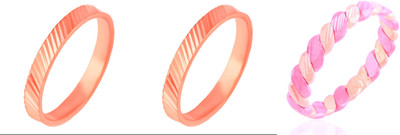 Dynamic Retail Global Set of 3 Ring for Men, Orange-Multicolor Alloy Ring