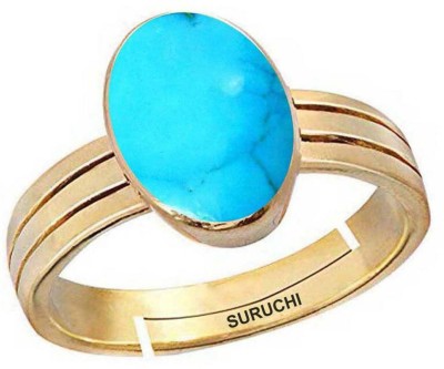 Suruchi Gems & Jewels Turquoise (Firoza) 8.25 Ratti or 7.50 Ct Panchdhatu (5 Metal) Men Adjustable Stone Ring