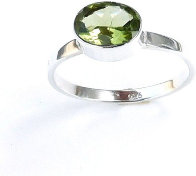 EliteMart Peridot Ring Natural Peridot Stone Original Stone Lab Certified & Astrological Stone Peridot Silver Plated Ring