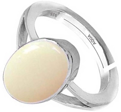 AQUAGEMS Natural Opal 7.25 Ratti or 6.5 Ct Gemstone 925 Bis Hallmark Women Adjustable Sterling Silver Ring