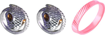 Dynamic Retail Global Set of 3 Ring for Men, Silver-Pink Alloy Ring