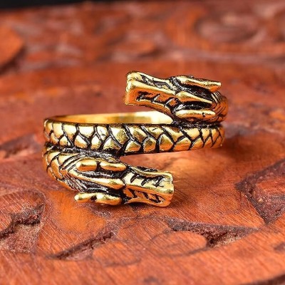 PearlzGallery Snake Shaped Gold Plated Brass Ring for Boys and Men Brass Brass Plated Ring