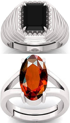 BHAIRAW GEMS Moonstone Stone Silver Adjustable Ring Stainless Steel Ring