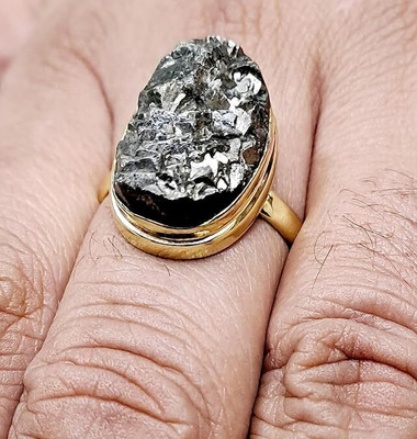 DIVINE CRYSTAL TREASURES Pyrite Panchdhatu Adjustable Ring Original Pyrite Money Magnet For Abundance Crystal Crystal Ring