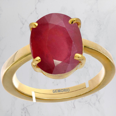 THE UNIQUE KART 10.25 Ratti Burma Ruby Manik Gemstone Ring A1 Quality Stone Ruby Brass Plated Ring