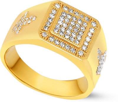 mahi creation Brass, Copper Diamond Gold Plated Ring