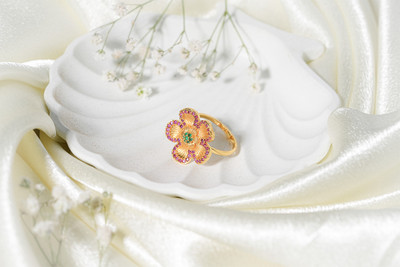 Vosgi Brass Ruby Gold Plated Ring