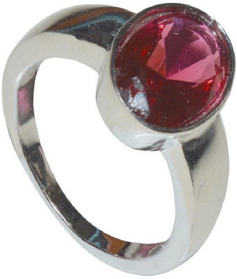 Gemzonite Certified Unheated Untreated A+ Quality Natural Ruby Manik Ring For Women's Brass Ruby Silver Plated Ring