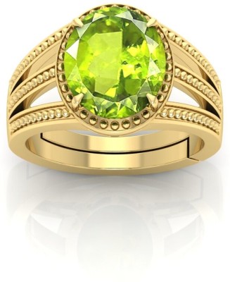 TODANI JEMS Natural 9.25 Ratti Peridot Gemstone Adjustable Ring With Lab Certificate Brass Peridot Gold Plated Ring