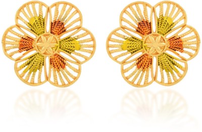 MissMister Brass Goldplated Handmade Meenakari Stylish Women Earrings Brass Stud Earring