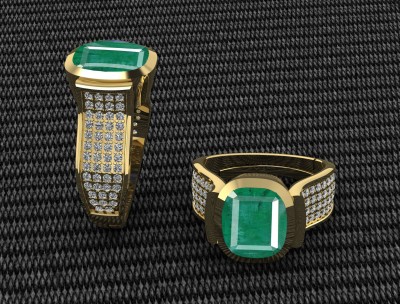 Pranjal Gems Original 7.25 Ratti 6.60 Ct Emerald Panna Gem Stone Ring With Leb Certificate Brass Emerald Ring