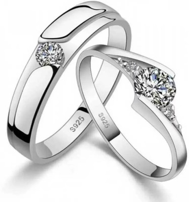 Agarwalproduct AdjustableCoupleRingsComboforLoverCrownEngravedKingQueenAmericandiamondValentine Brass, Stainless Steel, Copper Cubic Zirconia Rhodium, Silver, Titanium Plated Ring Set