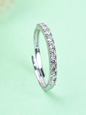 CLARA Minimal Classic Sterling Silver Cubic Zirconia Rhodium Plated Ring