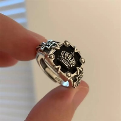 MAHADEV Stainless Steel Silver Plated Ring