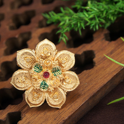Vidhi Creation flower multi color finger ring Alloy Gold Plated Ring