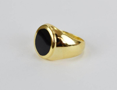 Vedansh Brass Onyx Gold Plated Ring