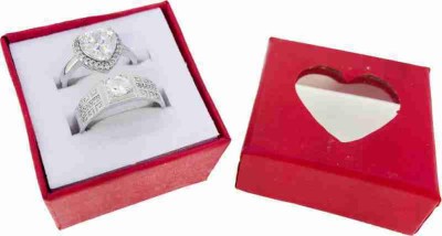 BLOOM STYLE stainless steel silver plated couple heart Ring Stainless Steel Diamond Silver Plated Ring