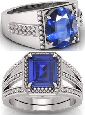 BHAIRAW GEMS Moonstone Stone Silver Adjustable Ring Stainless Steel Ring
