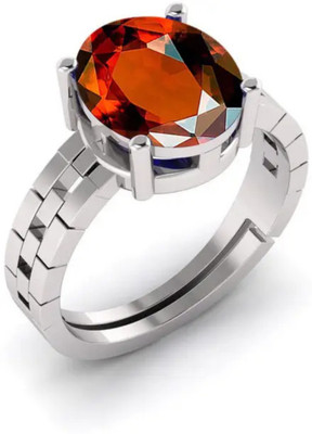 Shivira Carat Certified Natural Green Gemstone Adjustable Anguthi Brass Peridot Ring Metal Garnet Silver Plated Ring
