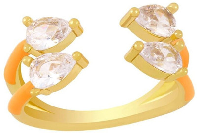 ZIVOM Twin Pear Copper Cubic Zirconia Gold Plated Ring