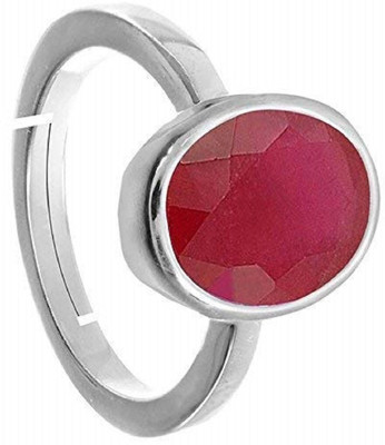 SIDHGEMS 9.25 Ratti 8.25 Carat Natural Ruby Stone Manik Ring Brass Ruby Silver Plated Ring