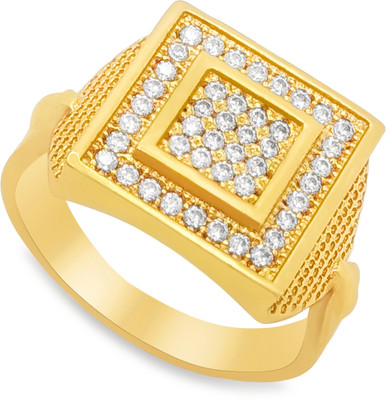 Pandadi Collection Brass Diamond Gold Plated Ring