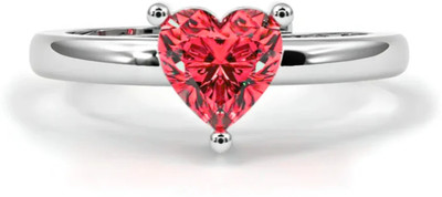 Zarkan Zarkan 925 Sterling Silver Ruby Heart Ring Silver Zircon Rhodium Plated Ring