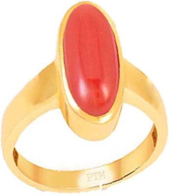 PTM Coral (Munga) Gemstone 8.25 Ratti or 7.5 Ct for Unisex Pure Copper (Tamba)-FKT4 Copper Coral Ring