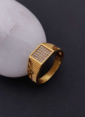 mahi creation Brass, Copper Diamond Gold Plated Ring