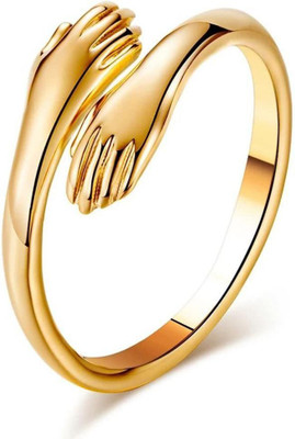 Vibeesle Hug Ring for Girl and Boy Hand Ring for Men & Women Give me Hug Ring Stainless Steel Gold Plated Ring