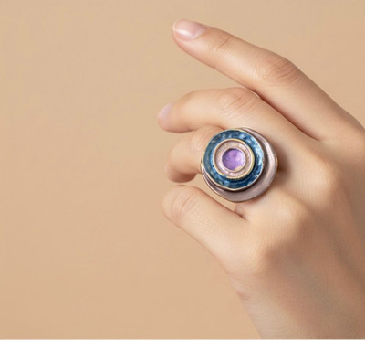 Dira Round Aura Ring Metal Gold Plated Ring