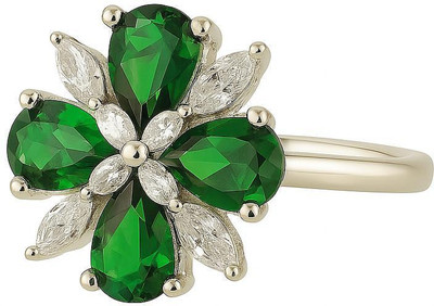 Chothy Women's Crystal Flower Statement Ring | Adjustable Size | Gift for Her Brass Diamond Brass Plated Ring