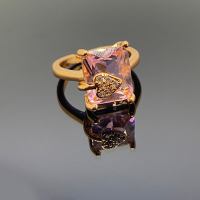 Taksh Online Brass Ruby Gold Plated Ring
