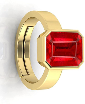 Sidharth Gems 7.25 Ratti 6.25 Carat Natural Ruby Manik Gemstone Gold Plated Ring Brass Ruby Ring