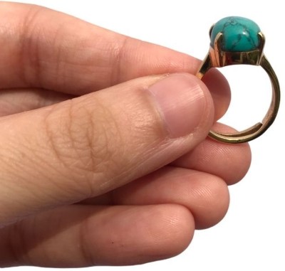 Gemzonite Firoza stone / Turquoise Ring certified and Astrological Purpose for unisex Brass Turquoise Ring