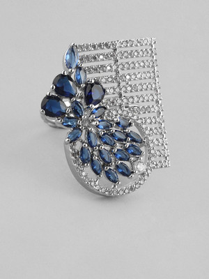 ANOUK Stylish Designer Brass Crystal Silver Plated Ring
