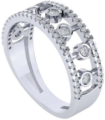 Diamtrendz Jewels Pure 925 Silver & Diamond Band Sterling Silver Cubic Zirconia Rhodium Plated Ring